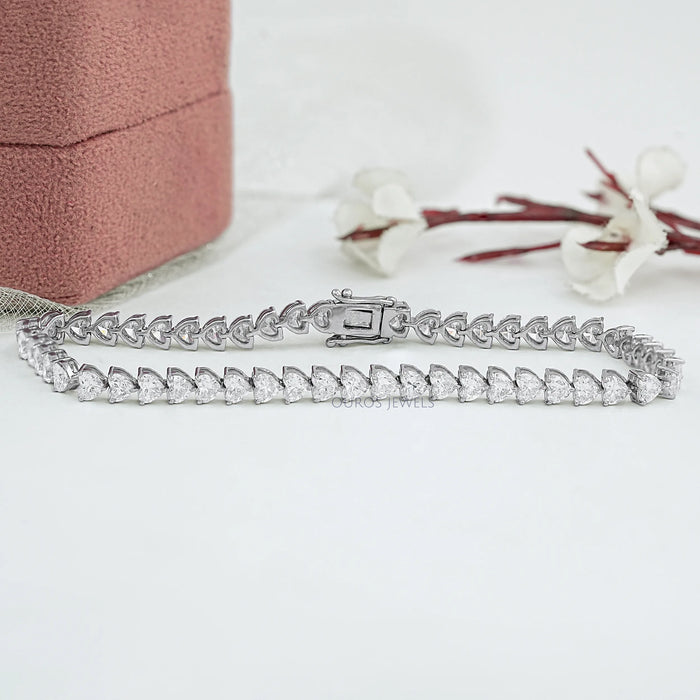 Heart Shape Lab Diamond Bracelet Prong Set Bracelet