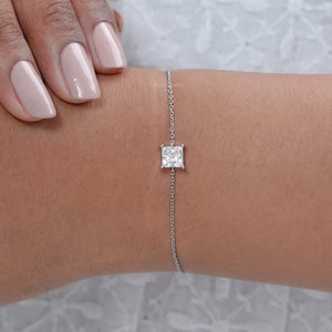 Princess Cut Lab Diamond Chain Bracelet