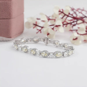 Yellow Oval Cut Halo Lab Grown Diamond Bracelet