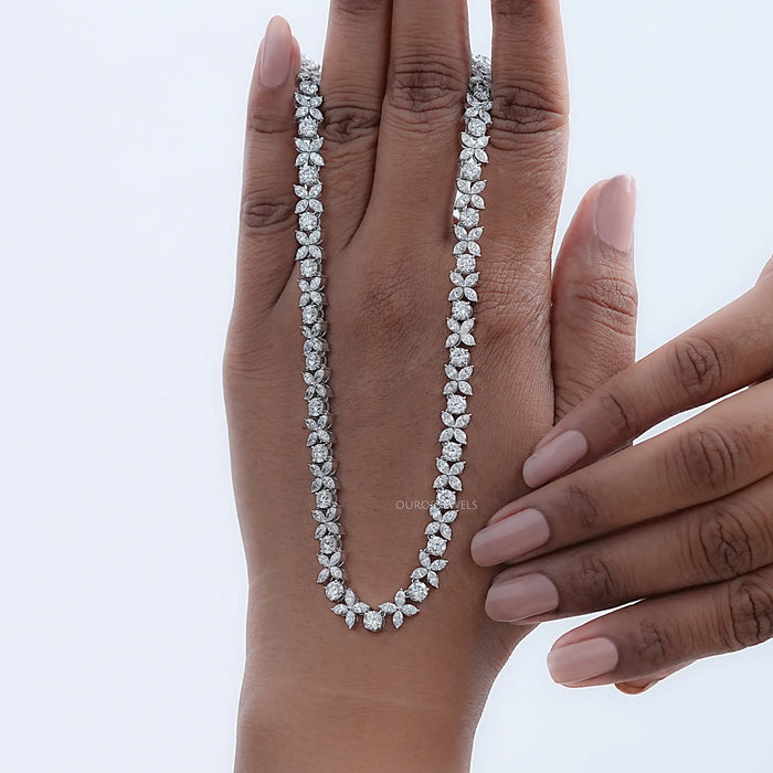 Marquise & Round Cut Diamond Choker Necklace