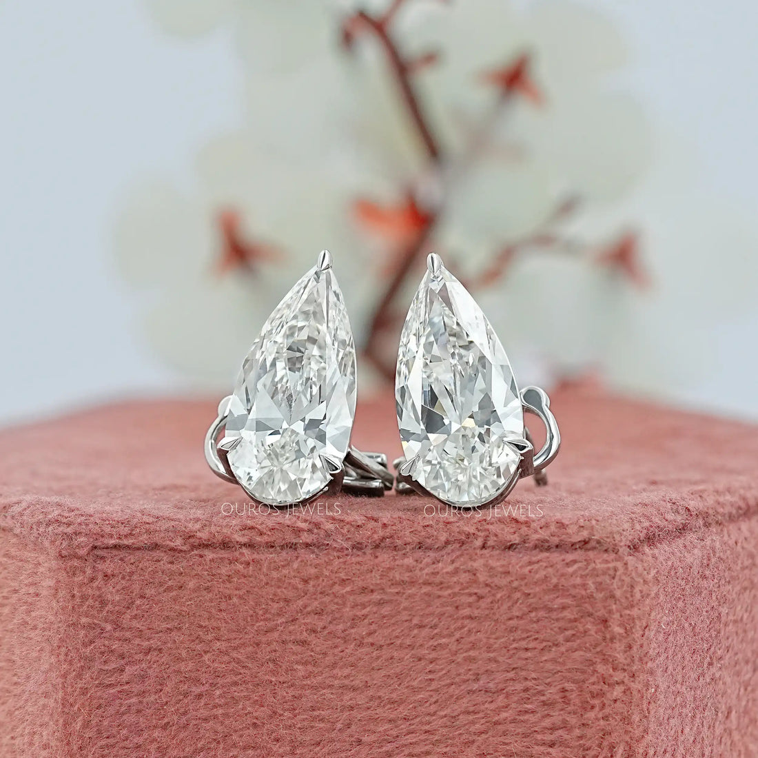 Pear Diamond Clip On Back Stud Earrings Earrings
