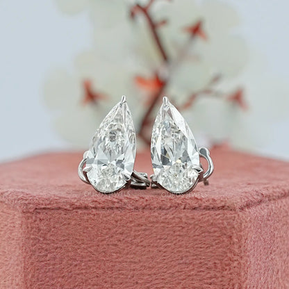 Pear Diamond Clip On Back Stud Earrings Earrings
