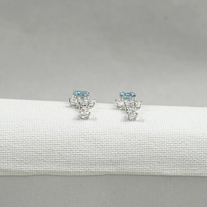 Aquamarine And Diamond Drop Earrings