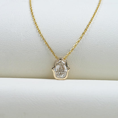 Antique Hamsa Hand Shape Lab Diamond Solitaire Pendant Necklaces