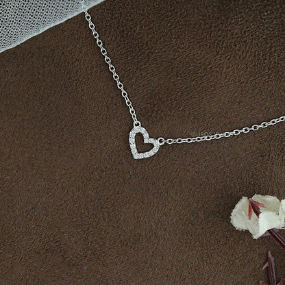 Open Heart Shape Lab Diamond Pendant Necklaces
