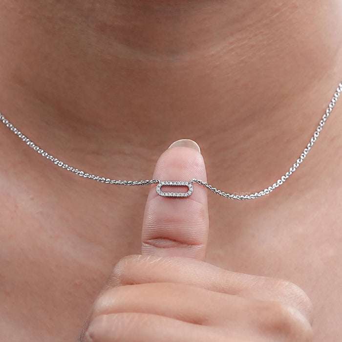 Open Rectangle Round Lab Diamond Link Pendant