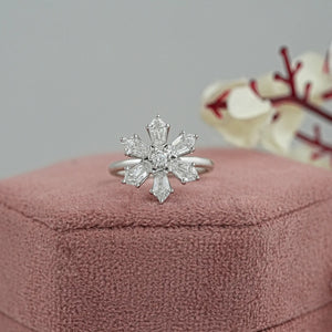 Shield Diamond Floral Anniversary  Ring