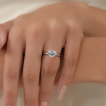 Heart Diamond Tulip Set Solitaire Ring