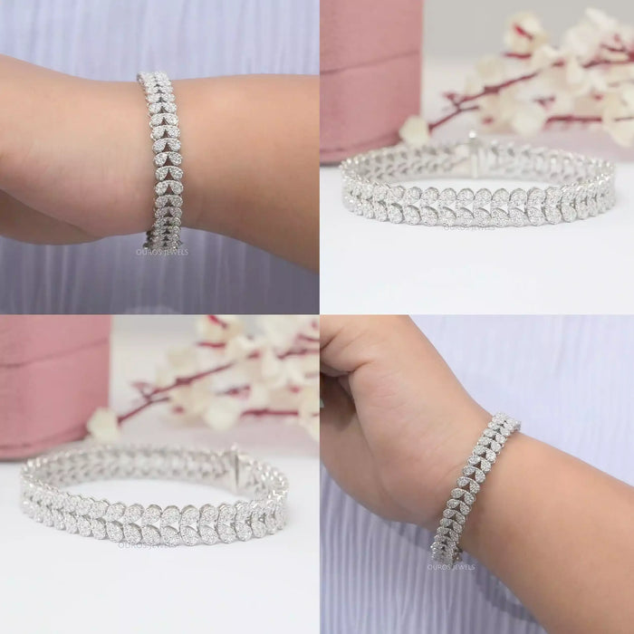 Round Cut Lab Diamond Cluster Tennis Bracelet