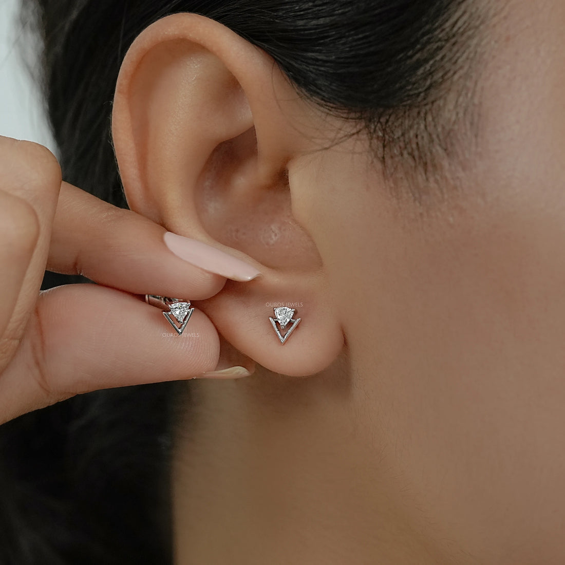 Double Triangle Lab Diamond Stud Earrings Earrings