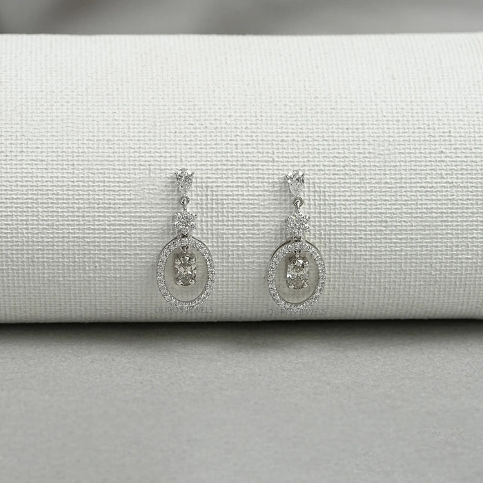 Oval Cut Lab Diamond Drop Earrings