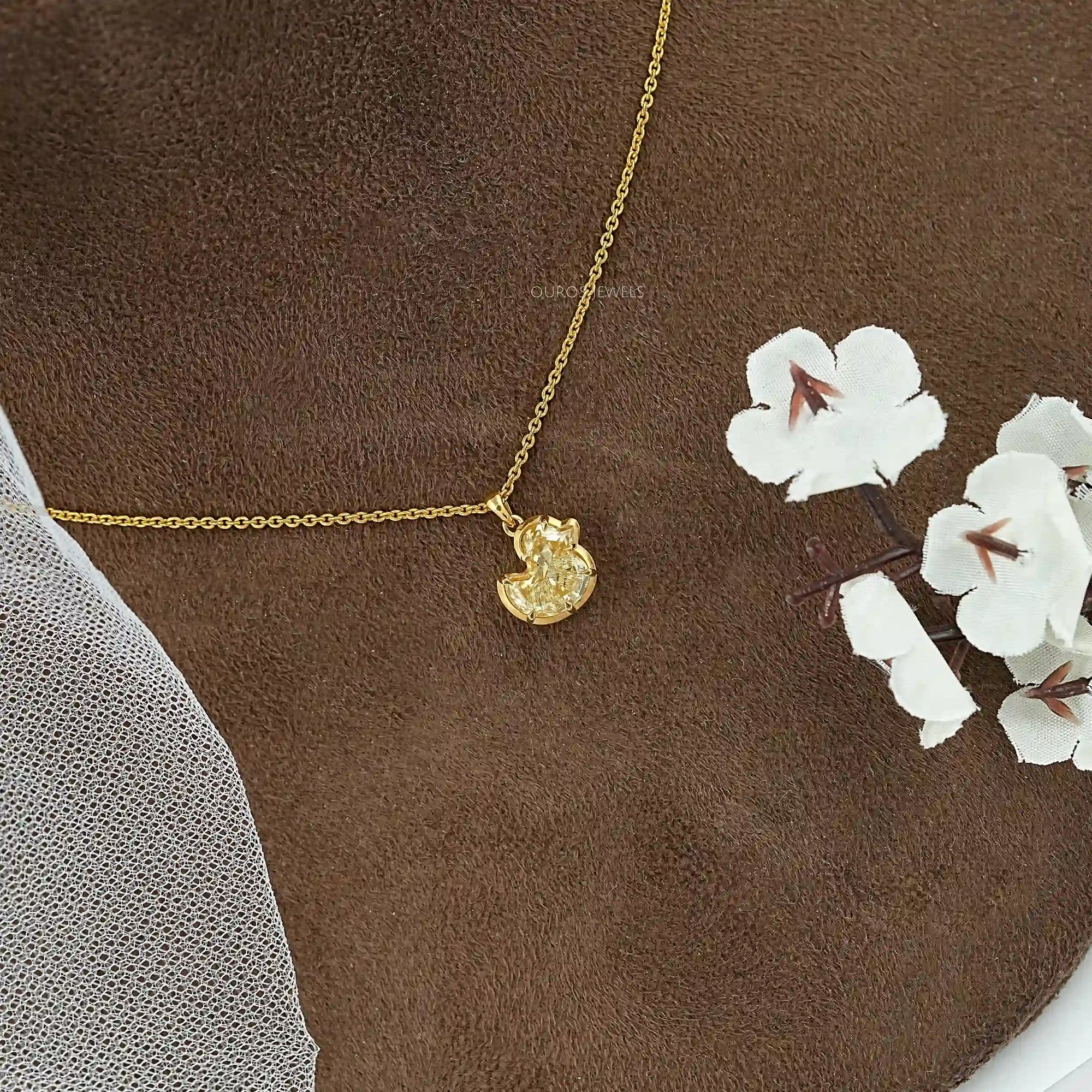 Yellow Duck Cut Diamond Bezel Set Pendant Necklaces