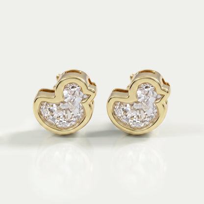 Duck Cut Lab Diamond Bezel Set Stud Earrings Earring