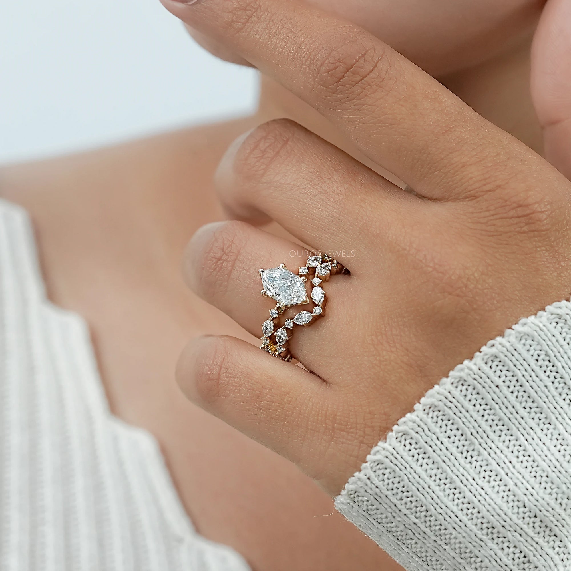 Dutch Marquise Lab Diamond Bridal Ring Set Ring