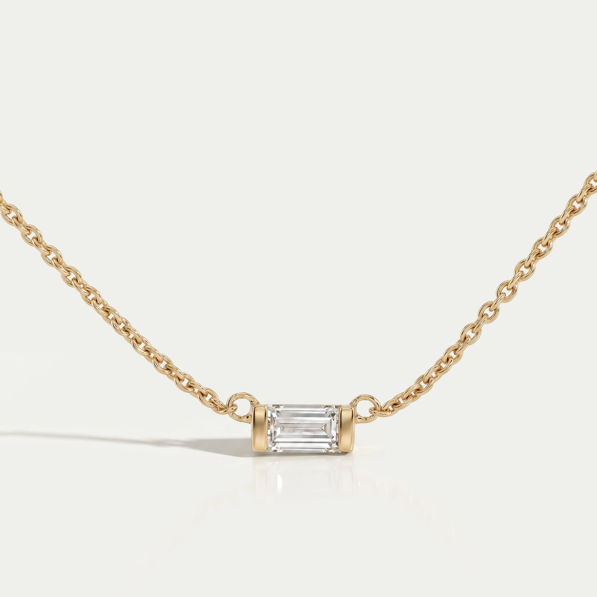 East West Baguette Cut Lab Diamond Pendant Necklaces