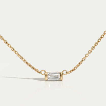 East West Baguette Cut Lab Diamond Pendant Necklaces