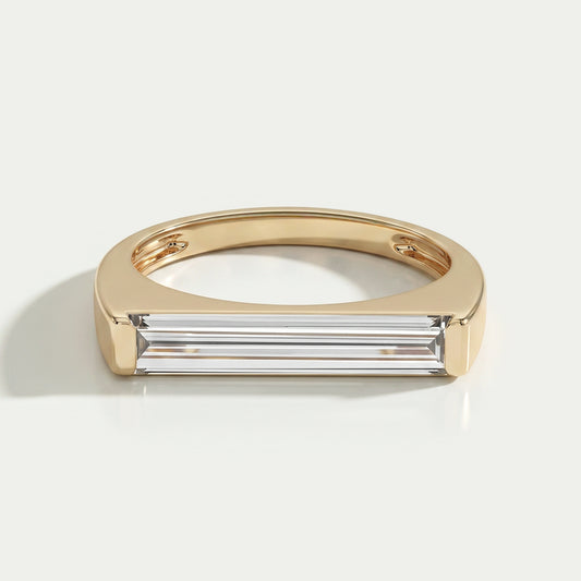 East West Baguette Lab Diamond Solitaire Ring Rings