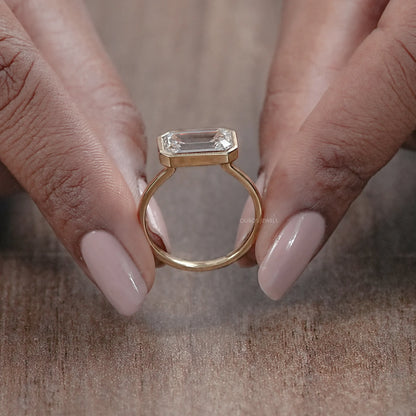 East West Bezel Emerald Diamond Engagement Ring Rings