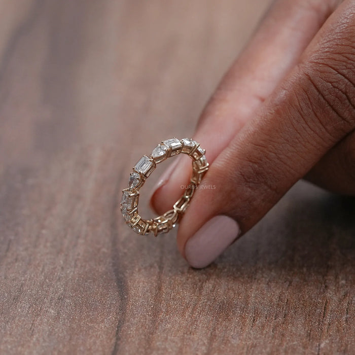 East West Pear And Emerald  Diamond Eternity Wedding Band