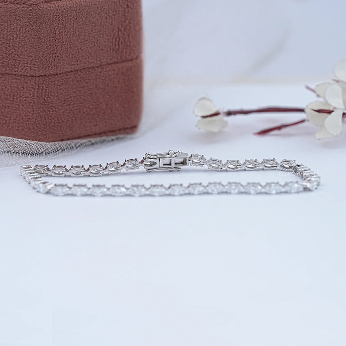 Marquise  Cut  Lab Diamond White Gold Tennis Bracelet