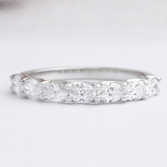 East West Oval Cut Lab Grown Diamond Wedding Band Rings