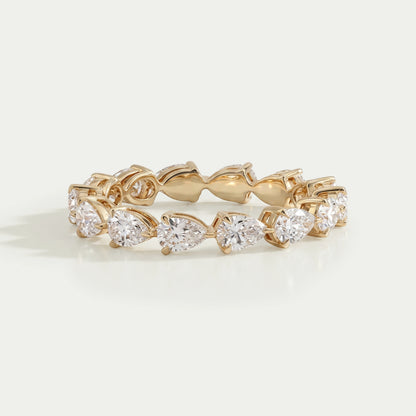 East West Pear Cut Lab Diamond Full Eternity Band Ring