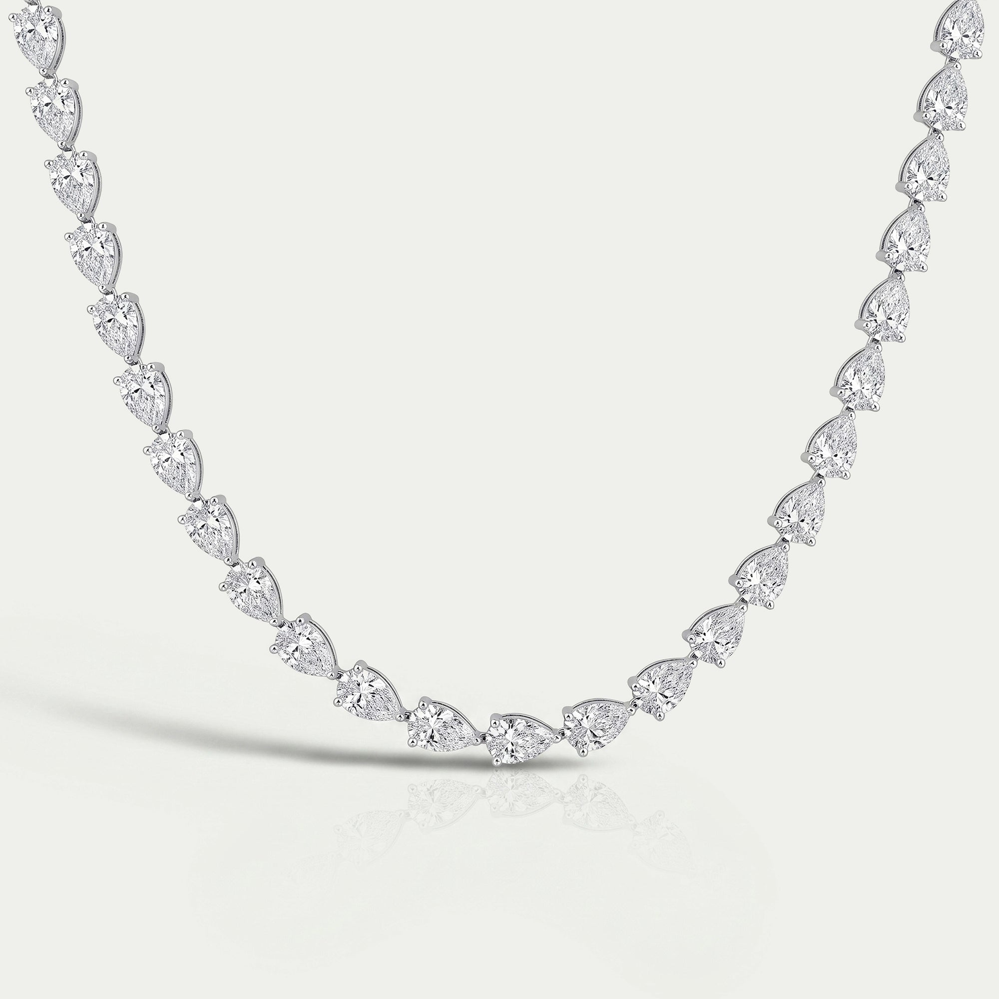 East West Pear Cut Lab Diamond Tennis Necklace Necklaces