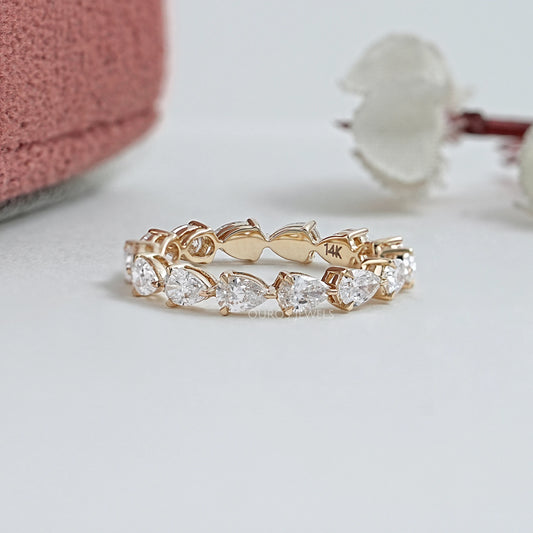 East West Pear Cut Lab Diamond Full Eternity Band Ring