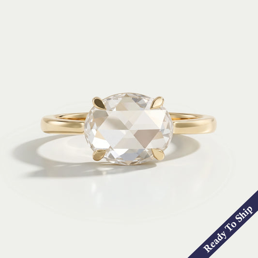 East West Rose Cut Oval Diamond Solitaire Ring Ring