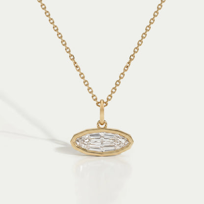 East West Step Cut Moval Bezel Set Pendant Necklaces