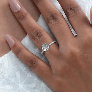 Round Lab Grown Solitaire Accent Engagement Ring