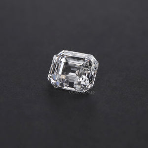 emerald cut lab grown diamond on light background