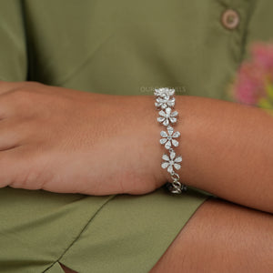 Pear Cut Lab Grown Diamond Bracelet With Floral Shape