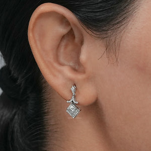 Carre Cut  Lab Diamond  Dangle  Earring