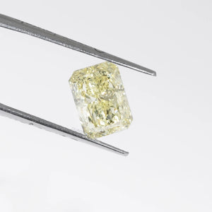 Modified Yellow Radiant Cut Loose DIamond in a Tweezer 