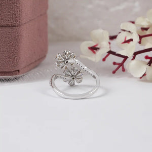 Flower Shape Yellow Pear Cut Lab Diamond Twin Bypass Ring