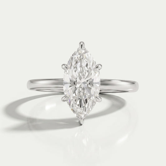 Marquise Cut Diamond Solitaire Engagement Ring Rings