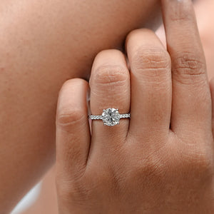 Old European round cut Solitaire accent Engagement Ring