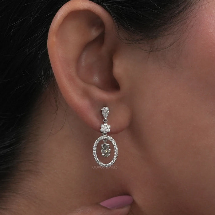 Oval Cut Lab Diamond Drop Earrings