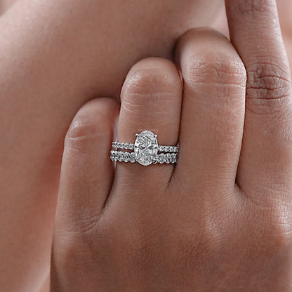 Oval Shape Lab Diamond Bridal Engagement Ring Set