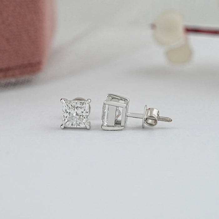 Princess Cut Lab Diamond Stud Earrings