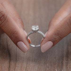 Square Radiant Cut Diamond Engagement Ring Set