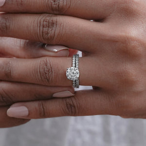 Round Cut Lab Grown Diamond Bridal Ring Set