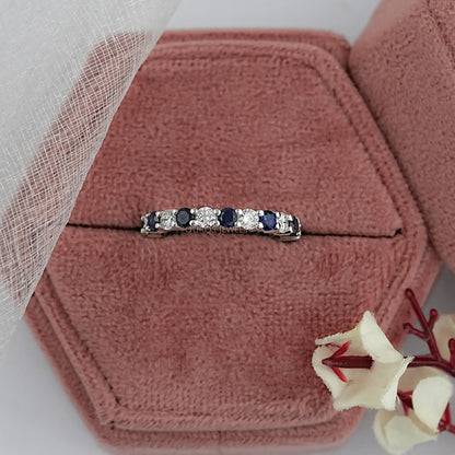 Blue Sapphire And Diamond Wedding Band Ring