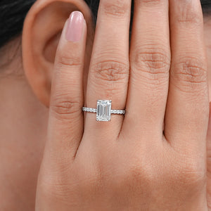 IGI Certified Emerald Cut Diamond Solitaire Accent Ring