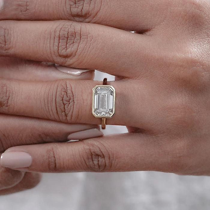 East West Bezel Emerald Diamond Engagement Ring