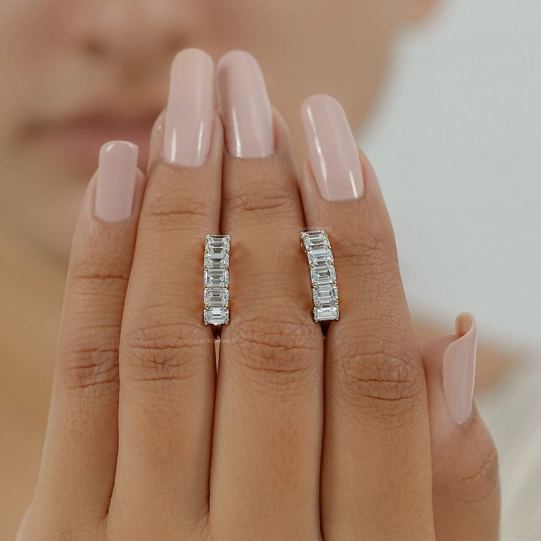 Emerald Cut Lab Grown Diamond Hoop Earrings Earring