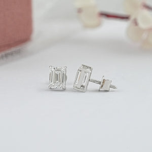 Emerald Cut Lab Diamond Stud Earrings