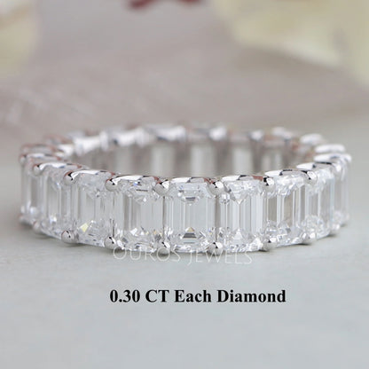 Emerald Cut Lab Diamond Full Eternity Wedding Band