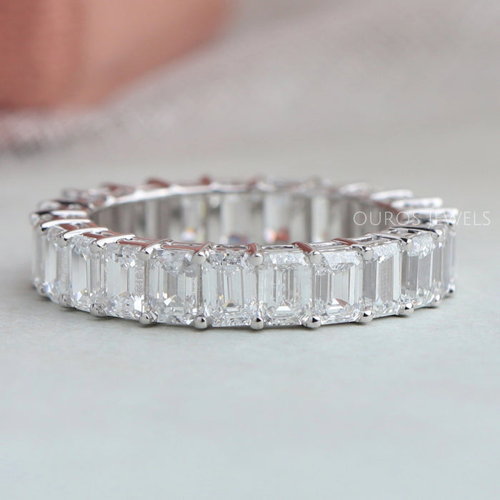 Emerald Cut Lab Diamond Full Eternity Wedding Band